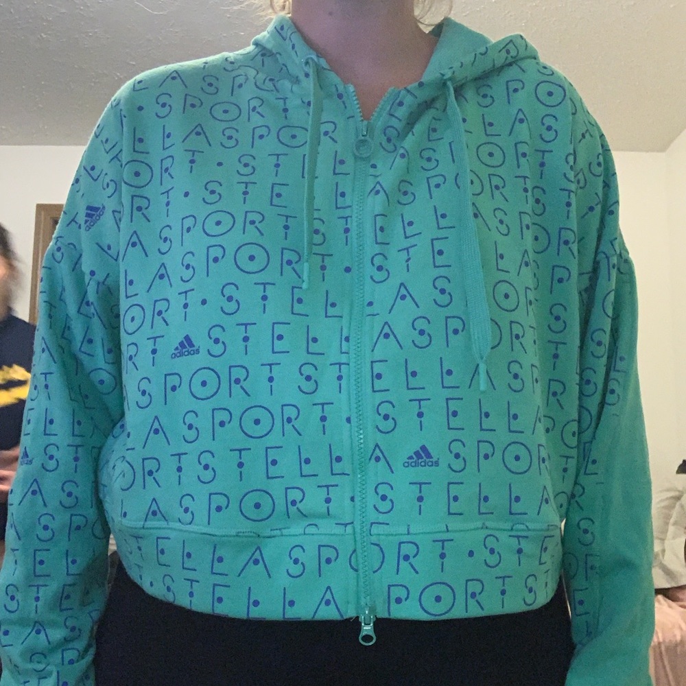 Crop Adidas Green Jacket (size large)